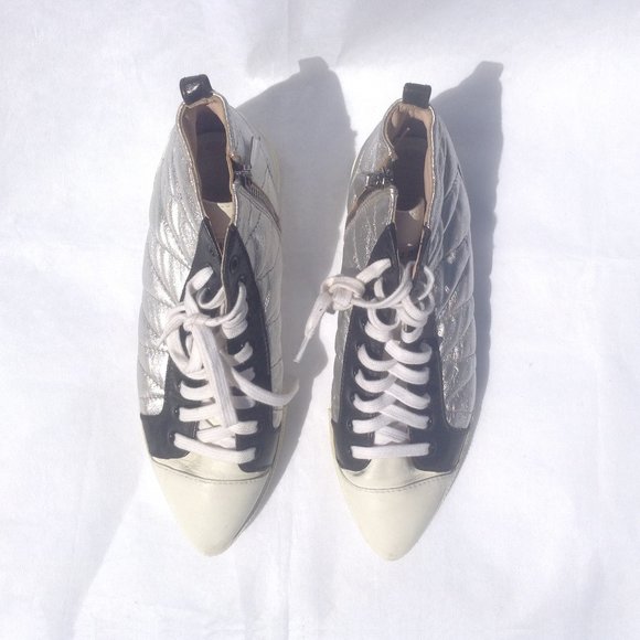 MIU MIU Quilted Pointed Toe High Top Sneakers - Picture 6 of 10